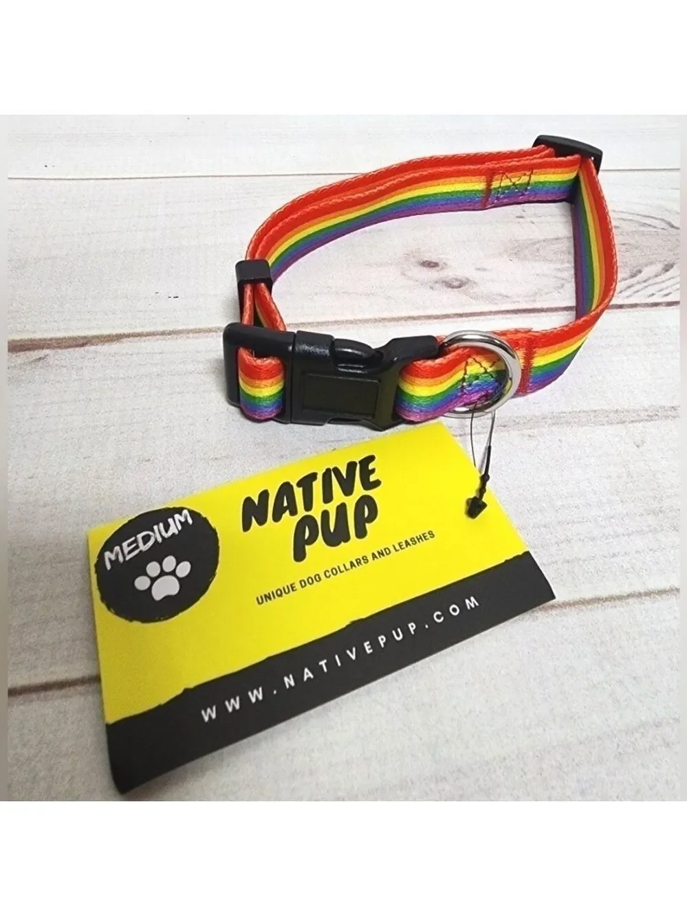 Native Pup Rainbow Flag Dog Collar Size Medium - New With Tags
